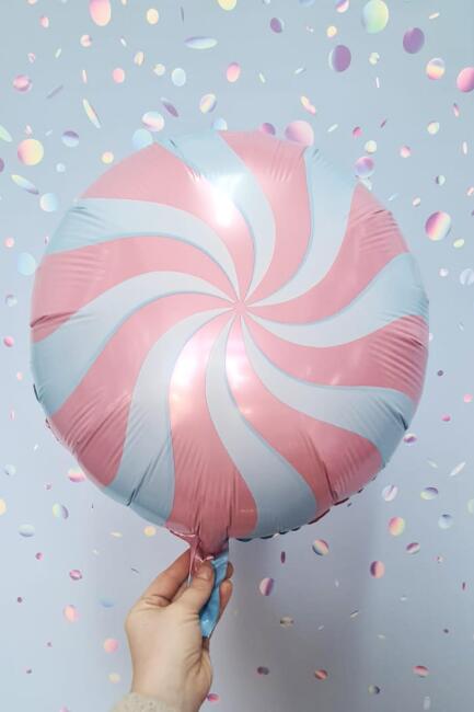 Yuvarlak Pembe Şeker Folyo Balon 18inç - 1