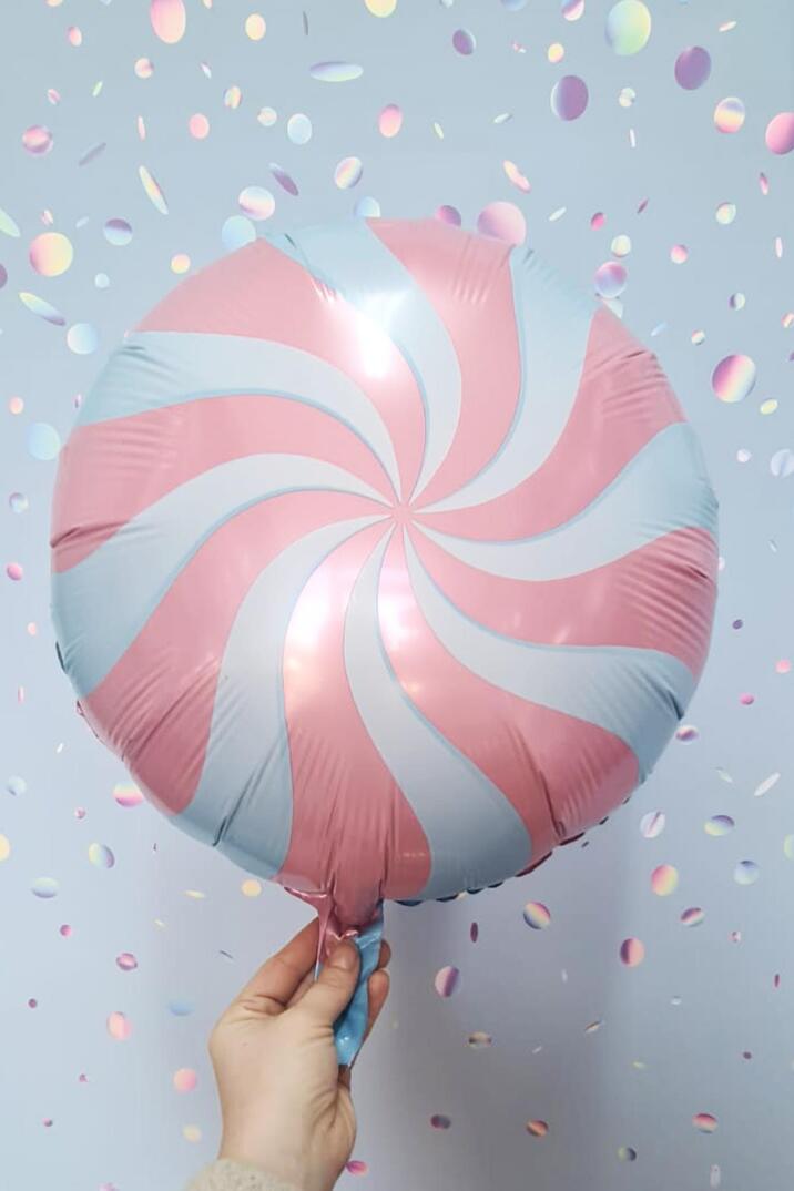 Yuvarlak Pembe Şeker Folyo Balon 18inç - 1