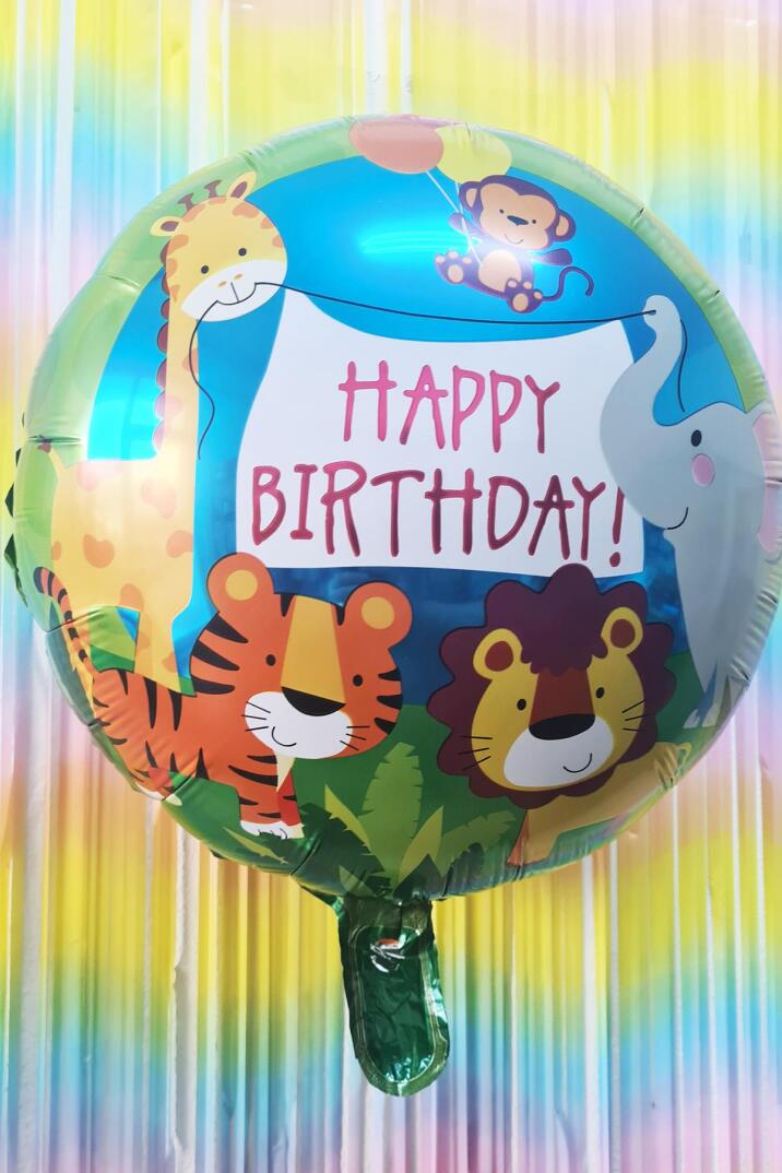 Yuvarlak Safari Temalı Folyo Balon Happy Birthday Yazılı Safari Konsept Doğum Günü Balonu 45cm - 2