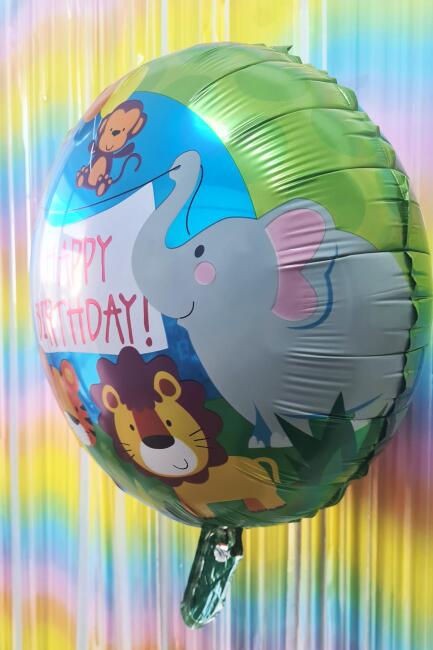 Yuvarlak Safari Temalı Folyo Balon Happy Birthday Yazılı Safari Konsept Doğum Günü Balonu 45cm - 3