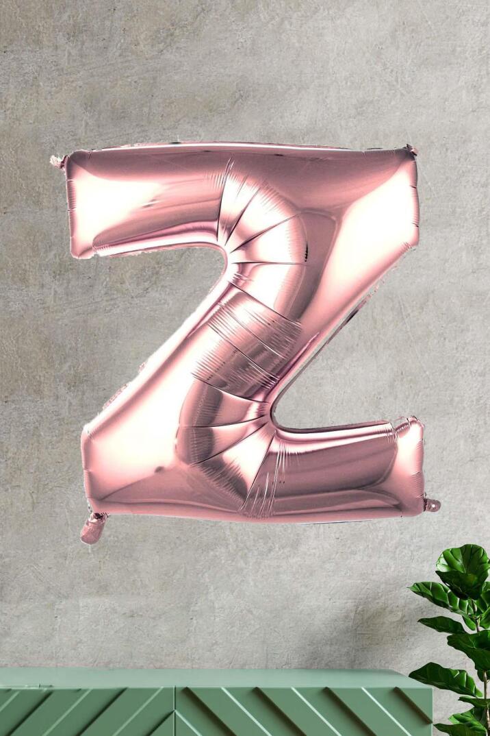Z Harfi Rose Gold Folyo Balon 100 cm 40 inç 1 Metre Baş Harf Balon - 1