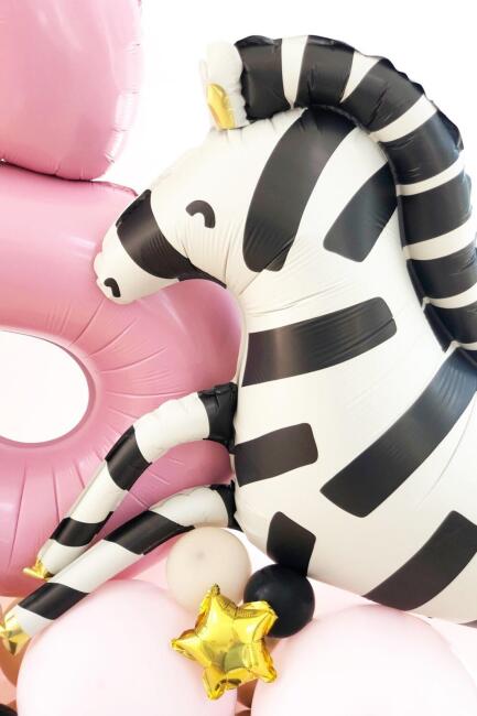 Zebra Büyük Folyo Balon Safari Temalı Doğum Günü Zebra Şekilli Folyo Balon 92cm - 3