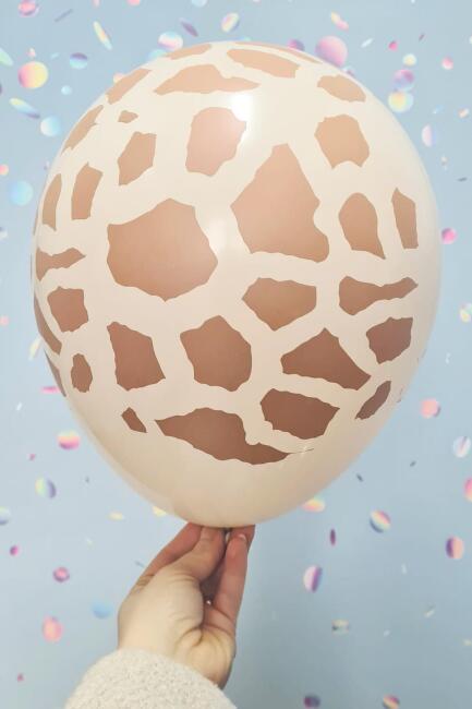 Zürafa Desen Baskılı Balonlar 12" Inç Balon Safari Zürafa Temalı Balonlar 10 Adet
